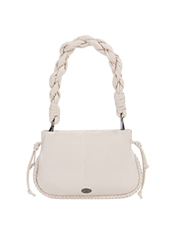 revend Women's Schultertasche aus Leder, WOLLWEISS von revend