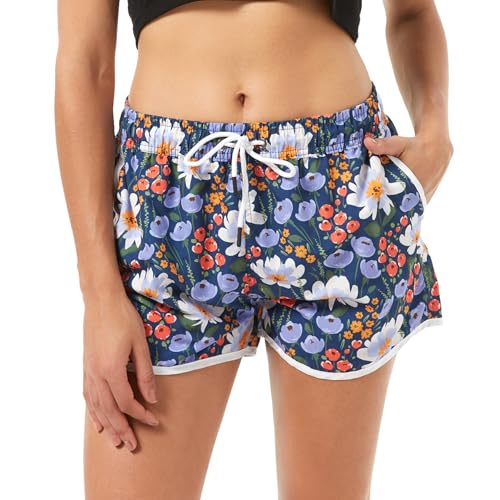 riemot Badeshorts Damen Schnelltrocknend Kurze Sporthose Trainingshose Yogahose Sommer Badehose Atmungsaktiv Schwimmshorts UV Schutz Strandshorts Boardshorts Mit Tasche und Gummizug,Blumenmuster,XL riemot Badeshorts Damen Schnelltrocknend Kurze Sporthose Trainingshose Yogahose Sommer Badehose Atmungsaktiv Schwimmshorts UV Schutz Strandshorts Boardshorts Mit Tasche und Gummizug,Blumenmuster,XL von riemot