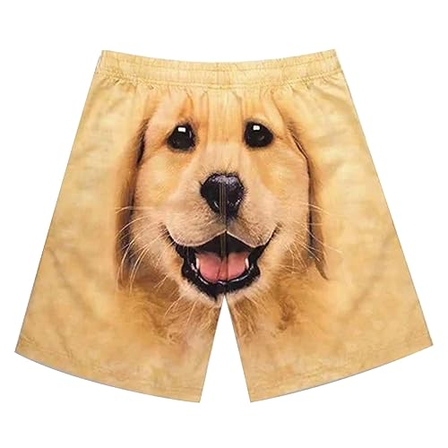 riou Kurze Hosen Herren Polyester Lustige und lustige Gold-Shorts für Paare, lässig, zu Fuß nach Hause, Schlafhose, niedliche Cartoon-Strandhose, schnell trocknende Sporthose Kurze Herren (A, M) von riou