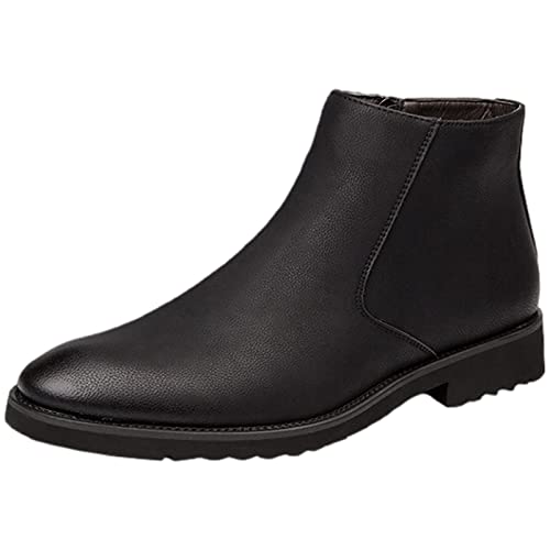 rismart Herren Leder Chelsea Boots Herren Knöchel Casual Dress Schuhe mit seitlichem Reißverschluss, Schwarz , 41 1/3 EU rismart Herren Leder Chelsea Boots Herren Knöchel Casual Dress Schuhe mit seitlichem Reißverschluss, Schwarz , 41 1/3 EU von rismart