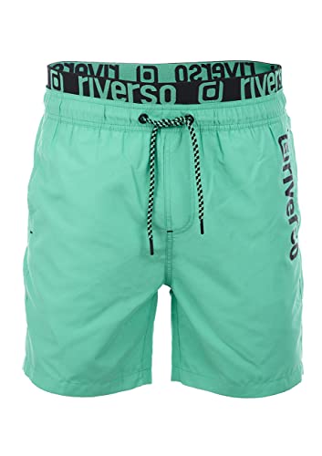 riverso Badehose Herren Regular Fit RIVBobby Badeshorts Sporthose Schwimmhose Shorts Kurze Hosen Print Elastischer Bund Grün S, Größe:S, Farbe:Flashy Green-Black von riverso