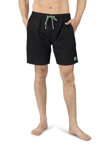 riverso Badehose Herren RIVDavid Regular Fit Schwimmhose Sporthose Kurze Hose Taschen Shorts Elastischer Bund Schwarz 3XL, Größe:3XL, Farbe:Black Green (24000) von riverso