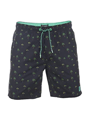 riverso Badehose Herren RIVKai Regular Fit Badeshorts Schwimmhose Sporthose Kurze Hose Shorts Tunnelzug Taschen Sommer Strand Schwarz L, Größe:L, Farbe:Black-Flashy Green (64005) von riverso