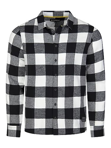 riverso Herren Freizeit Hemd RIVArne Regular Fit Karohemd Flanellhemd Holzfällerhemd Kariert Langarm 100% Baumwolle Schwarz 4XL, Größe:4XL, Farbe:Black-White von riverso