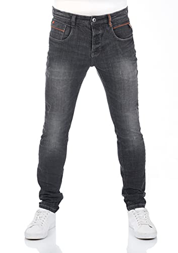 riverso Herren Jeans Hose RIVCaspar Slim Fit Jeanshose Used Look Baumwolle Denim Stretch Schwarz w32, Farbe:Black Denim (B132), Länge:L30, Weite:32W von riverso