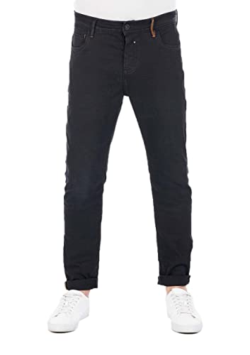 riverso Herren Jeans Hose RIVToni Tapered Fit Jeanshose Baumwolle Denim Stretch Schwarz w29 w30 w31 w32 w33 w34 w36 w38 w40, Farbe:Black Denim (B122), Größe:33W / 30L von riverso