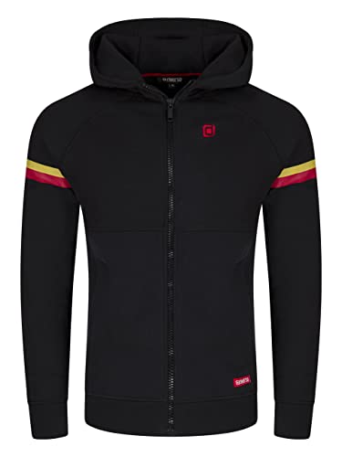 riverso Herren Kapuzenjacke RIVDanilo Hoodie Kapuzenpullover Reißverschluss Kapuze Hooded Jacke Baumwolle Schwarz 3XL, Größe:3XL, Farbe:Black - Formula Red von riverso