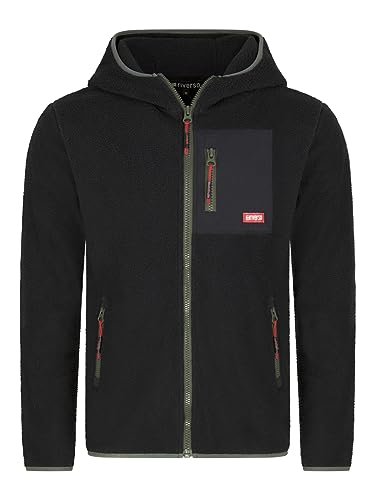 riverso Herren Kapuzenjacke RIVHenning Regular Fit Hoodie Jacke Reißverschluss Fleece Jacke Sweatjacke Kapuzenjacke Kapuze Fleecejacke Schwarz L, Größe:L, Farbe:Black von riverso