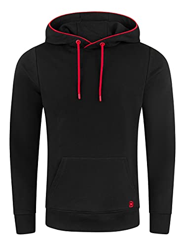 riverso Herren Kapuzenpullover RIVEnno Hoodie Sweatshirt Pullover Kapuze Kängurutaschen Regular Fit Einfarbig Baumwolle Schwarz 3XL, Größe:3XL, Farbe:Black (24000) von riverso