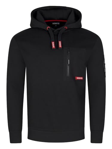 riverso Herren Kapuzenpullover RIVLasse Regular Fit Hoodie Tasche Pullover Reißverschluss Streetwear Kapuzenpullover Kapuze Langarm Sweatshirt Schwarz L, Größe:L, Farbe:Black von riverso