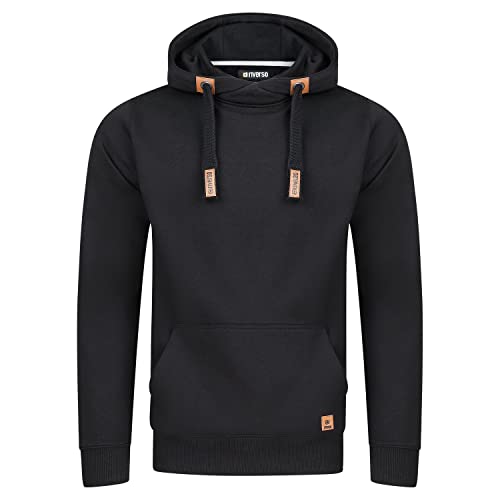 riverso Herren Kapuzenpullover RIVNiklas Regular Fit Hoodie Tasche Pullover Streetwear Cross-Over-Kragen Kapuze Schwarz M (M, Black (BJD)) von riverso