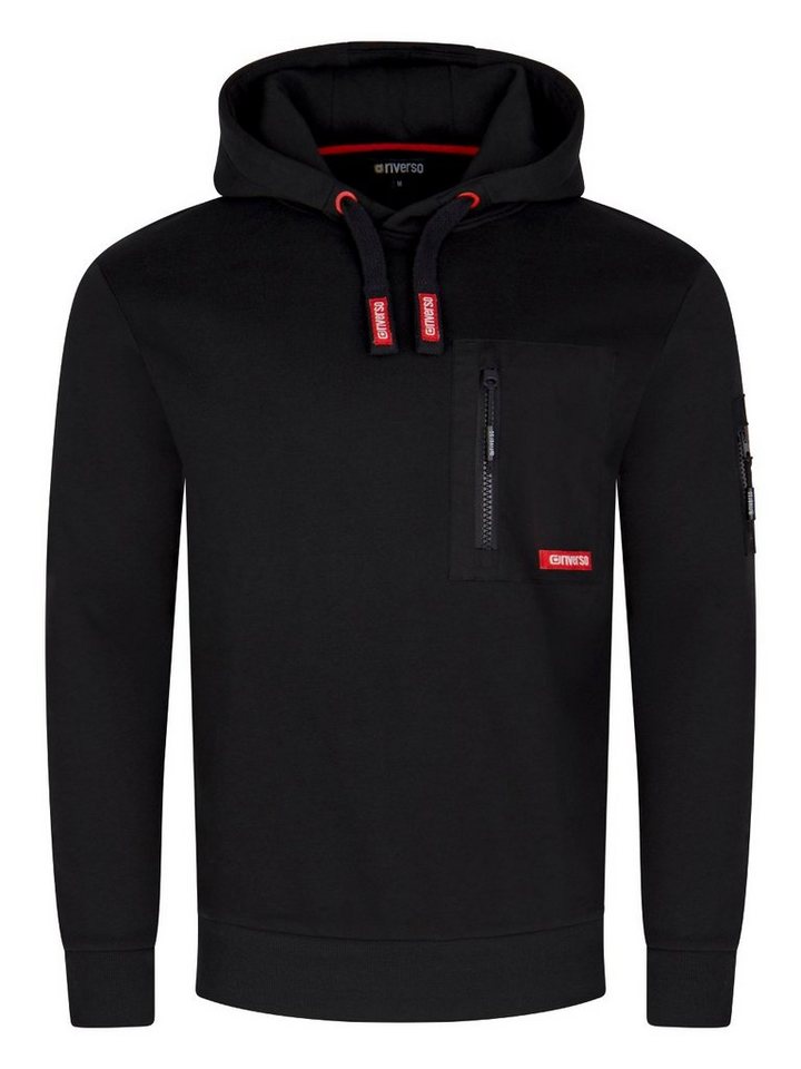 riverso Kapuzenpullover Herren Hoodie RIVLasse Regular Fit Longsleeve Sweatshirt mit Cross-Over-Kragen und Brusttasche von riverso