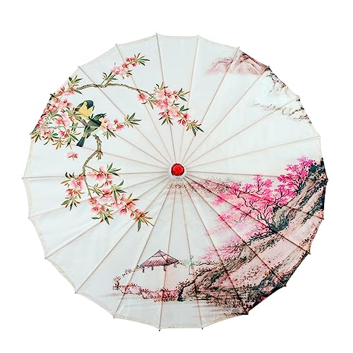 rockible 32" chinesischer Regenschirm aus geöltem Papier, Seidentuch, Damenschirm, orientalischer Stil, Sonnenschirm, Stil b von rockible