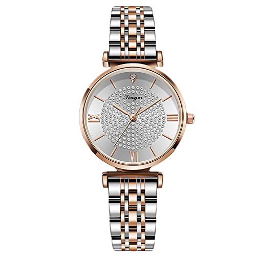 rorios Damen Uhren Wasserdicht Analog Quarz Armbanduhr mit Edelstahlarmband Römische Mode Strass Damen für Frauen Mädchen von rorios