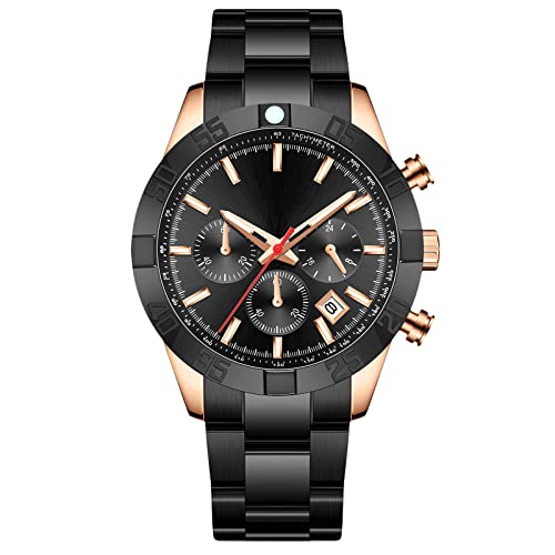 rorios Herrenuhren Luminous Uhren Analoger Quarzuhr mit Edelstahlarmband Business Armbanduhr für Herren von rorios