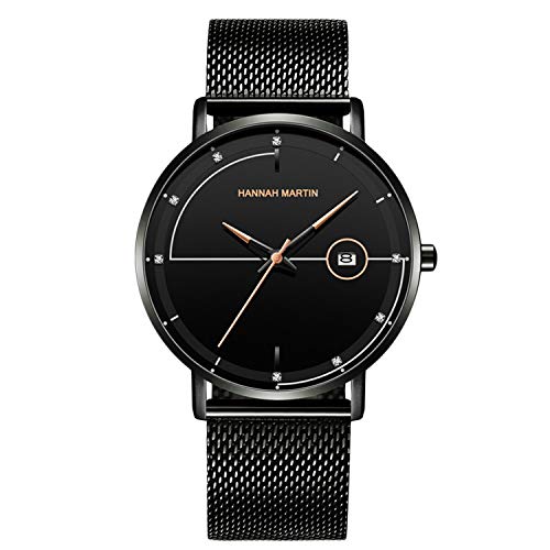 rorios Business Men Minimalist Watch Sport Watch Quartz Analog Diamond Watches Calendar Stainless Steel Mesh Strap Ultra Thin Wrist Watches von rorios