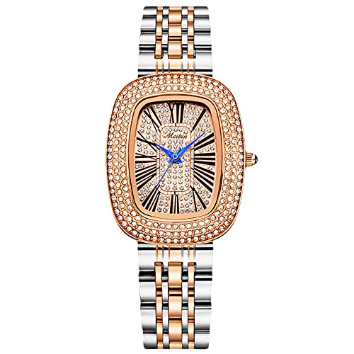 rorios Damen Uhren Wasserdicht Analog Quarz Armbanduhr mit Rosegold Edelstahlarmband Mode Strass Damen für Frauen Mädchen von rorios