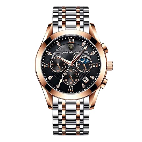 rorios Herrenuhren Analogue Quartz Uhren mit Lederband wasserdichte Kalender Uhr Herren Chronograph Armbanduhr von rorios