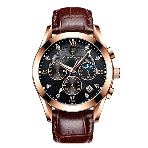 rorios Herrenuhren Analogue Quartz Uhren mit Lederband wasserdichte Kalender Uhr Herren Chronograph Armbanduhr von rorios