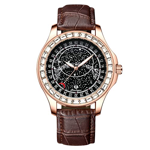 rorios Herrenuhren wasserdichte Leuchtend Uhr mit Lederband Analogue Quartz Uhren Klassisches Kalender Armbanduhr für Herren Männer von rorios