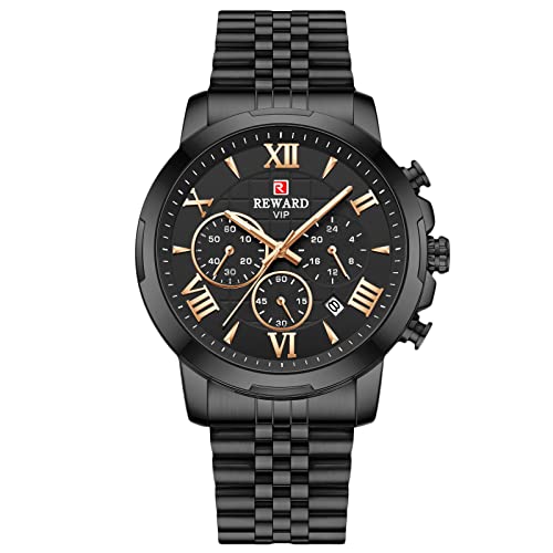 rorios Mode Herren Uhren Chronograph Analog Quartz Uhren mit Edelstahl Armband Kalender Business Sport Uhren für Männer Herren von rorios