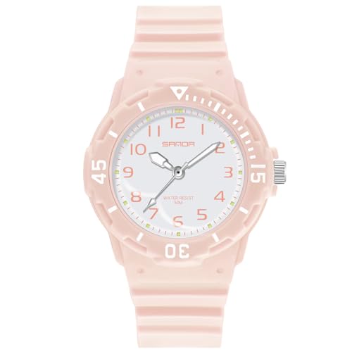 rorios Paar Quarz Armbanduhr Herren Damen Uhr Leuchtend Analog Uhren Einfach Freizeit Uhr Mode Harz Uhr 50m wasserdichte Wrist Watch für Mädchen Rosa A von rorios