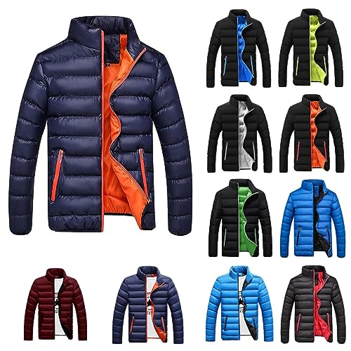 Herren Pufferjacke Wasserdicht Dicke Winterjacke Solide LäSsig Stehkragen Daunen ReißVerschluss Warme Baumwolljacke MäNtel Sportlich Plus GrößE Warmer Dicker Skimantel Winddicht Softshell Jacke von routinfly