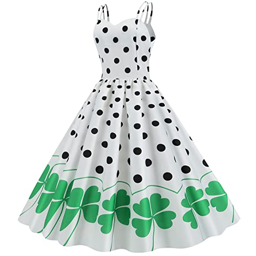 St. Patrick's Day Kleid für Frauen Tube Top Hosenträger Rock Vierblättriges Kleeblatt Bedrucktes Swingkleid Knielanges Kleid von routinfly