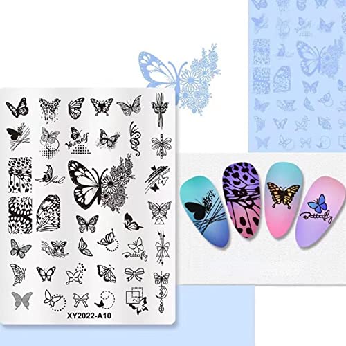 RUNRAYAY Nail Stamping Plates Schmetterling Theme Nail Art Platte Edelstahl Design Stempel Vorlage für den Druck Schablonen Werkzeuge von runrayay