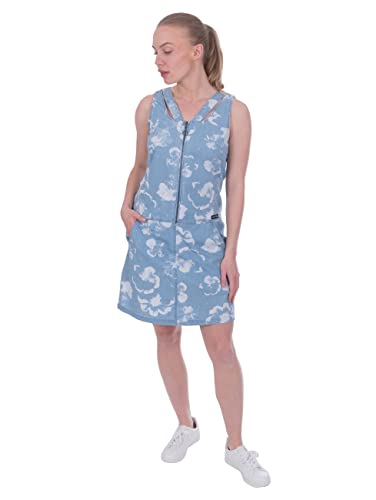 s’questo Damen Kleid Soquesto kurzes Jeanskleid Latzkleid mit Trägern Reißverschluss Taschen floraler Print helle Waschung squesto, Gr.46, Blau s’questo Damen Kleid Soquesto kurzes Jeanskleid Latzkleid mit Trägern Reißverschluss Taschen floraler Print helle Waschung squesto, Gr.46, Blau von s`questo