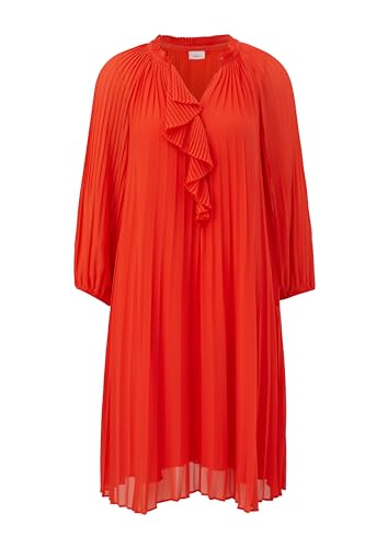 s.Oliver BLACK LABEL Damen 2148354 Kleid mit Plisseefalten, rot 3062, 46 von s.Oliver BLACK LABEL