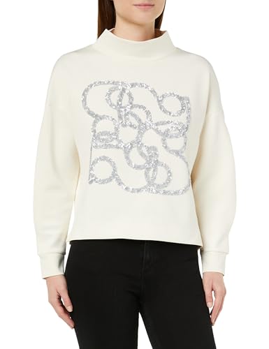 s.Oliver BLACK LABEL Damen Sweatshirt mit Pailletten-Artwork White, 36 von s.Oliver BLACK LABEL