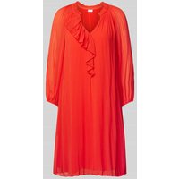 s.Oliver BLACK LABEL Knielanges Kleid mit Plisseefalten in Rot, Größe 38 von s.Oliver BLACK LABEL