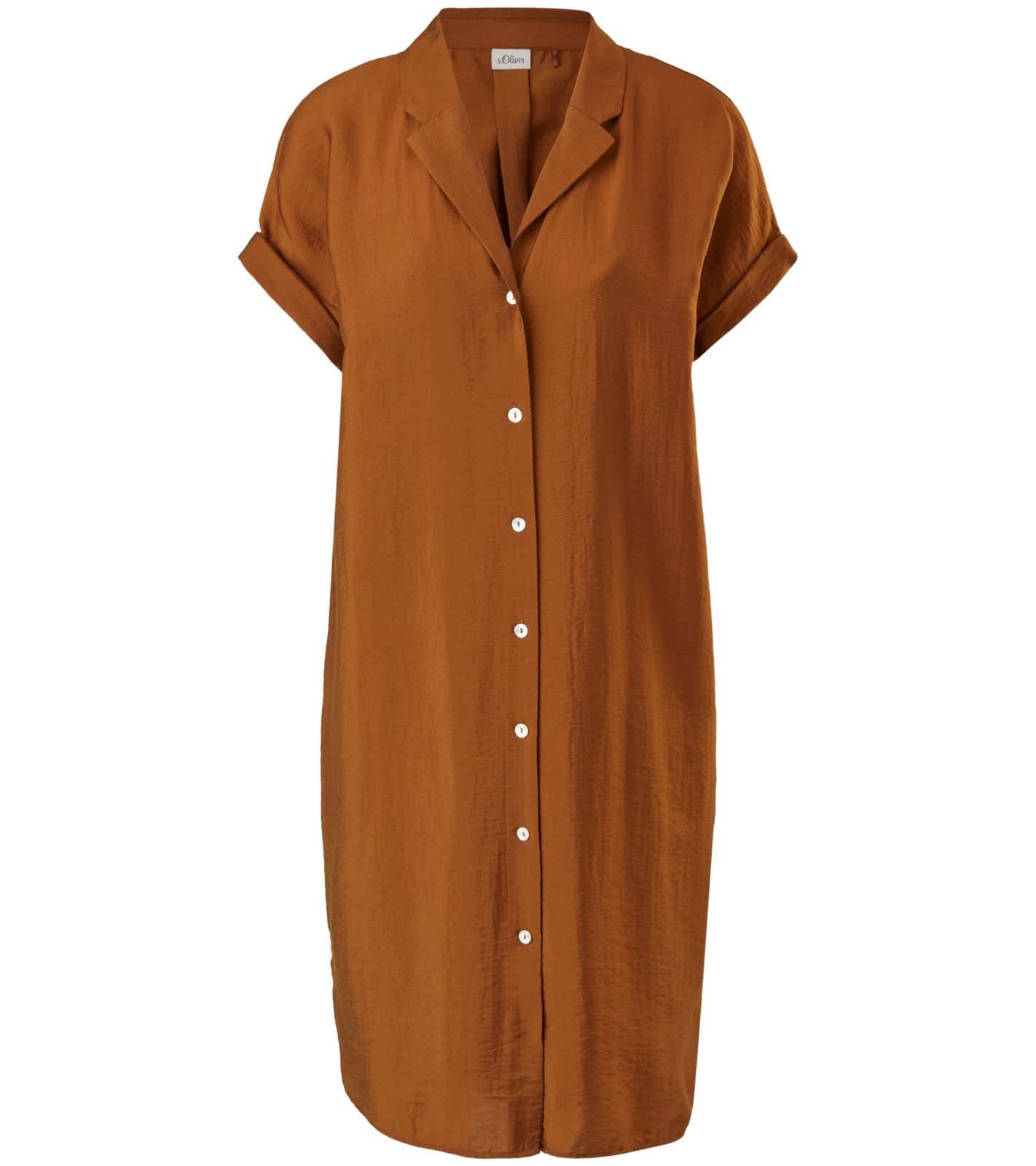 s. Oliver Damen Midi-Kleid Blusenkleid mit V-Ausschnitt 38263810 Braun von s.Oliver