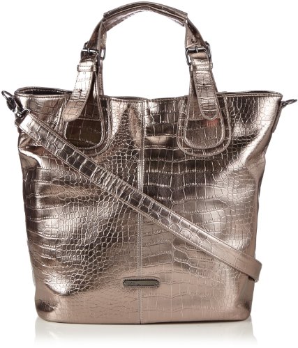 s.Oliver (Bags) Metallic Croco Shopper 39.310.94.8928, Damen Shopper, Weiß (Weiß 0010), 43x34x16 cm (B x H x T) von s.Oliver