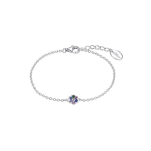 s.Oliver Armband 925 Sterling Silber Mädchen Kinder Armschmuck, mit Zirkonia synth., 14+2 cm, Multicolor, Blume, Kommt in Schmuck Geschenk Box, 2034174 von s.Oliver