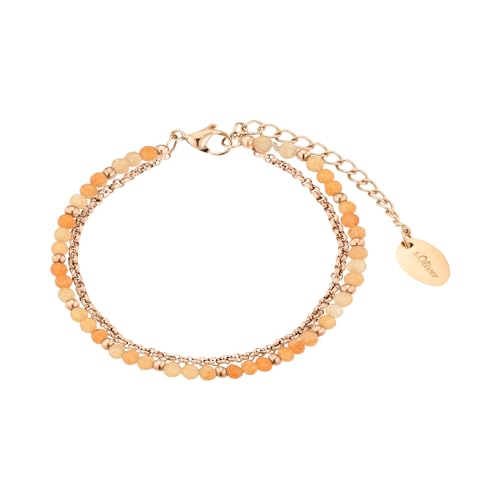 s.Oliver Armband Edelstahl Damen Armschmuck, mit Aventurin, 16+4 cm, Roségold, Kommt in Schmuck Geschenk Box, 2037979 von s.Oliver