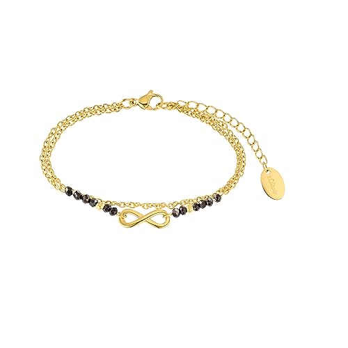 s.Oliver Armband Edelstahl Damen Armschmuck, mit Glas, 16+4 cm, Gold, Infinity, Kommt in Schmuck Geschenk Box, 2036828 von s.Oliver