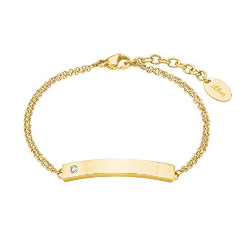 s.Oliver Armband Edelstahl Damen Armschmuck, mit Kristall, 17+3 cm, Gold, Kommt in Schmuck Geschenk Box, 2028471 von s.Oliver