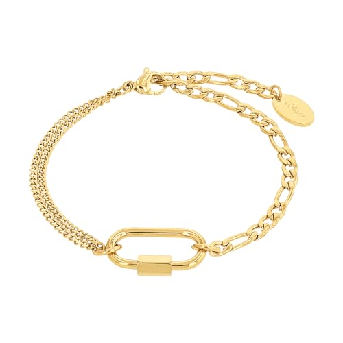 s.Oliver Armband Edelstahl Damen Armschmuck, 17+3 cm, Gold, Kommt in Schmuck Geschenk Box, 2033904 von s.Oliver