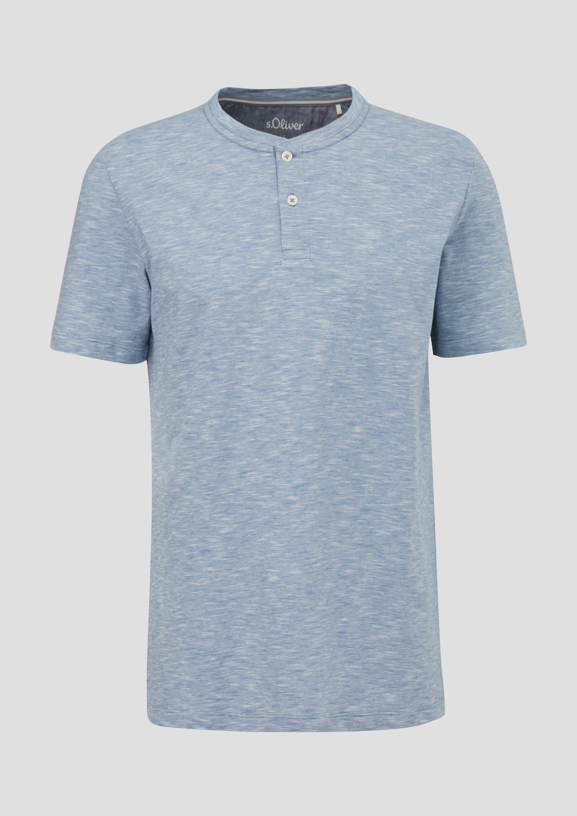 s.Oliver - Baumwollshirt mit Henleyausschnitt, Herren, blau von s.Oliver