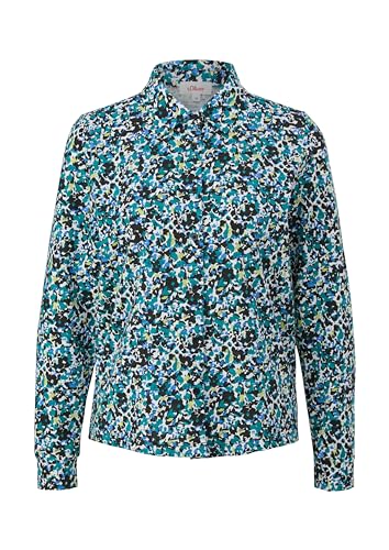 s.Oliver Damen 2141841 Jersey Bluse Langarm, blau|Mehrfarbig|schwarz 99A0, 42 von s.Oliver