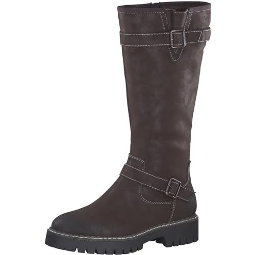 s.Oliver Damen Hohe Stiefel ohne Absatz Kniehoch Blockabsatz Vegan Braun (Dark Brown), 39 von s.Oliver