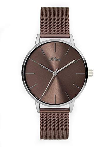 s.Oliver Damen Analog Quarz Uhr mit Edelstahl Armband SO-3976-MQ von s.Oliver