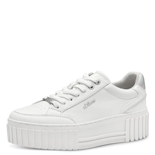 s.Oliver Damen Plateau Sneaker Platform Vegan, Weiß (White), 40 von s.Oliver