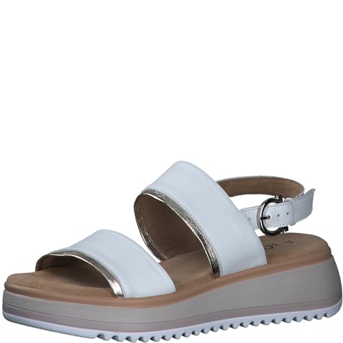 s.Oliver Damen Sandalen aus Leder Plateau, Weiß (White), 41 von s.Oliver