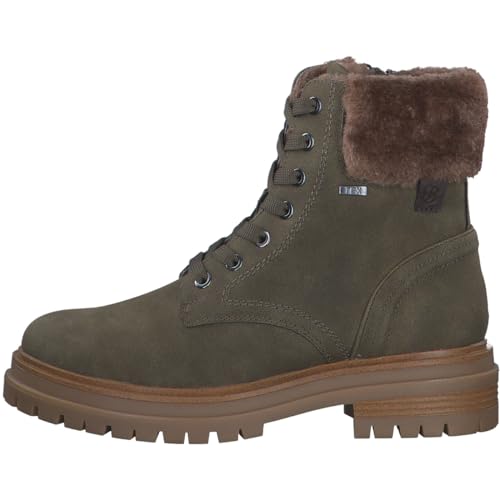 s.Oliver Damen Stiefeletten ohne Absatz Gefüttert mit Schnürsenkeln und Reißverschluss Grün (Dark Olive), 37 von s.Oliver