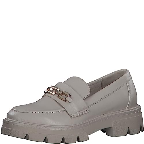 s.Oliver Damen Loafer mit Plateau aus Kunstleder mit Kette Vegan Beige (Ivory), 42 von s.Oliver