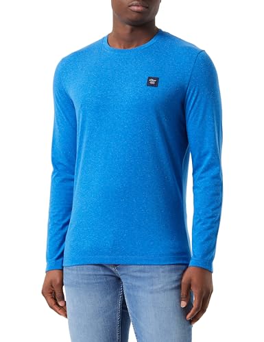 s.Oliver Herren 2138647 Langarmshirt meliert mit Logo-Patch, Blue, 3XL von s.Oliver