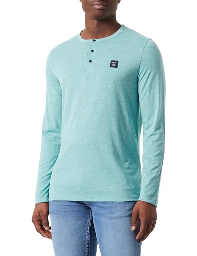 s.Oliver Herren 2138648 Henley Shirt Langarm, meliert, Blue Green, XL von s.Oliver